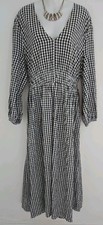 Ladies Asos Black & White Gingham Cotton Check Maxi Dress Size Uk 20.