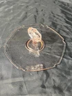 Pink Depression Glass Etched Floral Pattern 7” Round Serving Tray w/ Handle