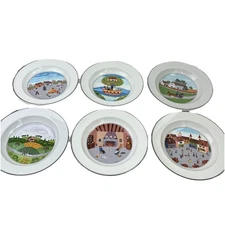 Villeroy & Boch DESIGN NAIF Set of 6 Wide Rim Soup Salad Bowls Laplau Excellent