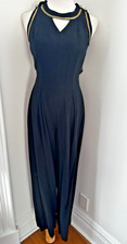 Vintage Joseph Ribkoff Creations Canada Black Cross Back Jumpsuit Gold Trim Sz 6