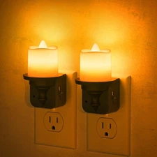 Flameless Candle Night Light, 2 Pack Night Lights Plug into Wall, 2000K Amber...