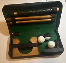 Vntg Indoor Putting Practice Set w/ Carrying Case Golf Balls, Portable, Black