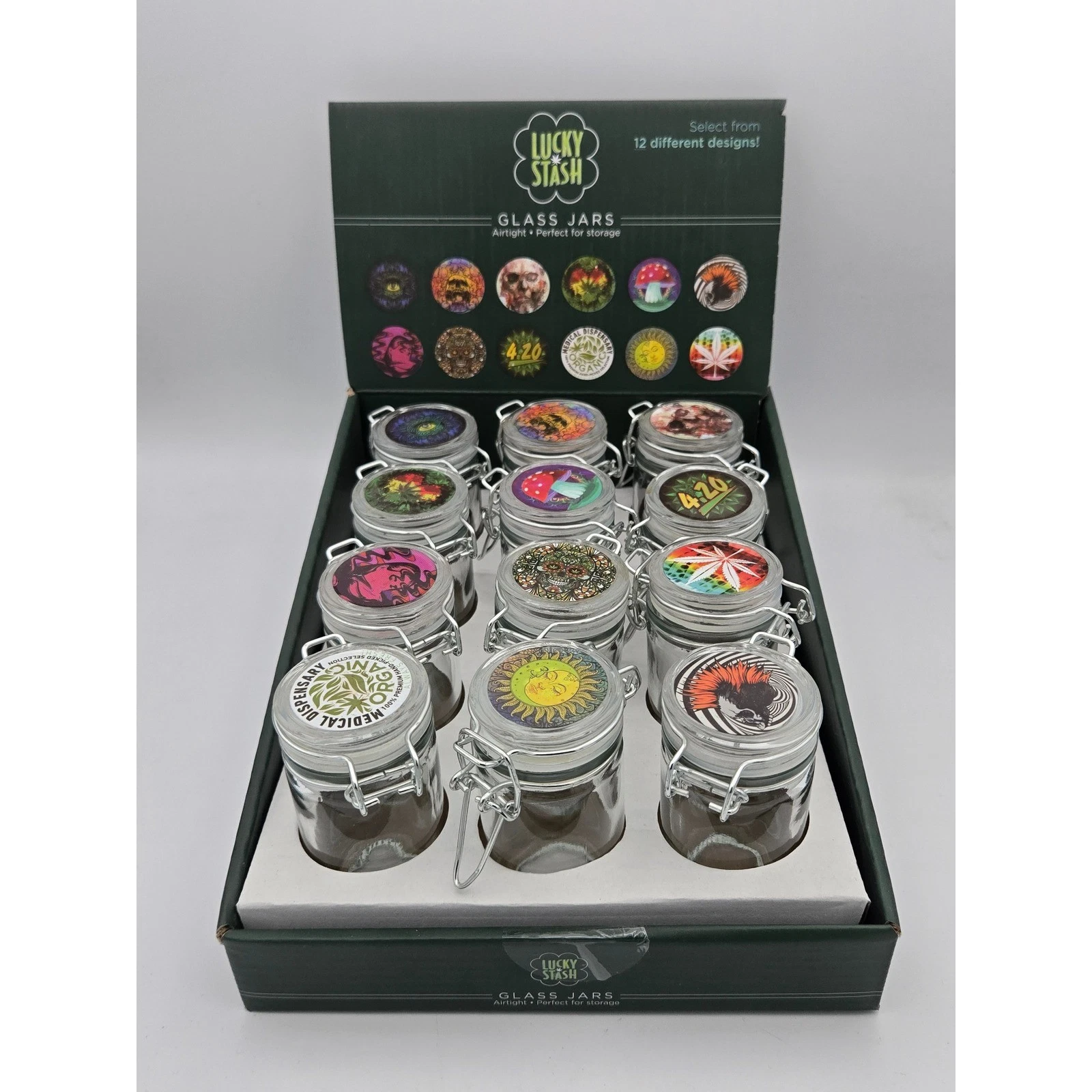 Lucky Stash Glass Jars 12 Pack Airtight Swing Top Storage Display Box 33047
Opens in a new window or