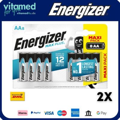 Energizer Max Plus AA Mignon LR06 Alkaline 1,5V Batterie 8er Blister