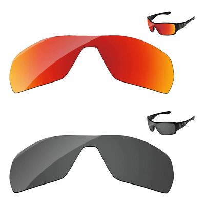 Lenslog Black & Fire Red Polarized Replacement Lenses For-Oakley Offshoot
