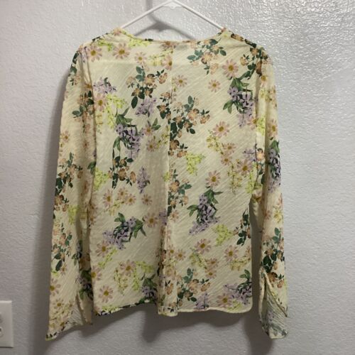 Zara Top Donna XXL Floreale Scollo V Pullover Leggero Perline Cravatta Cottagecore - Foto 2 di 10