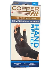 copperfit compression gloves hand relief small/medium scuffed box