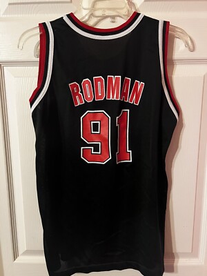 Dennis Rodman Chicago Bulls Champion Vintage 90s Black Jersey Set