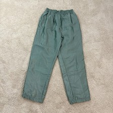 Vntg 90  s Womens Track Pants Windbreaker M 10-12 Exercise Green Elastic Waist