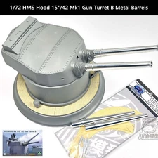 1/72 HMS Hood 15"/42 Mk1 Gun Turret B Metal Barrels for TAKOM 5020