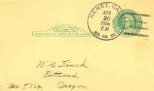 California Sage Rur. Sta. Hemet 1936 non-standard serifed 4-bar  1925-1936  Post