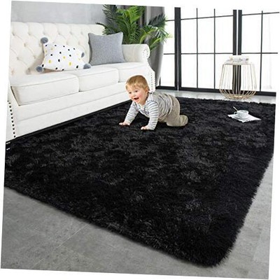TWINNIS Super Soft Shaggy Rugs Fluffy Carpets Indoor Modern 9x12 Feet Black
