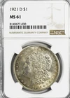 1921 D $1 Morgan Silver One Dollar NGC MS61 Denver Rainbow Reverse
