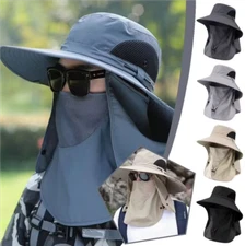 Men Women Wide Brim Sun Hats Breathable UV Protection Summer Fishing Bucket Cap