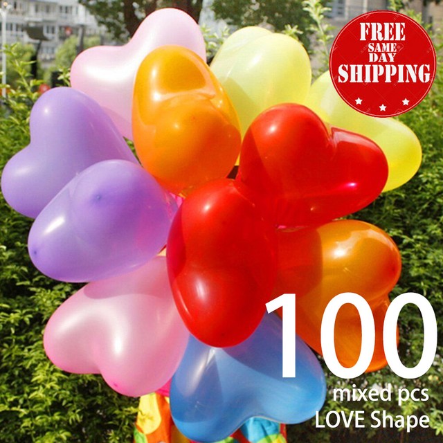 Wedding Ceremony Parties Decor Assorted Color 100 Pcs Latex Balloons Heart Shape For Sale Online Ebay