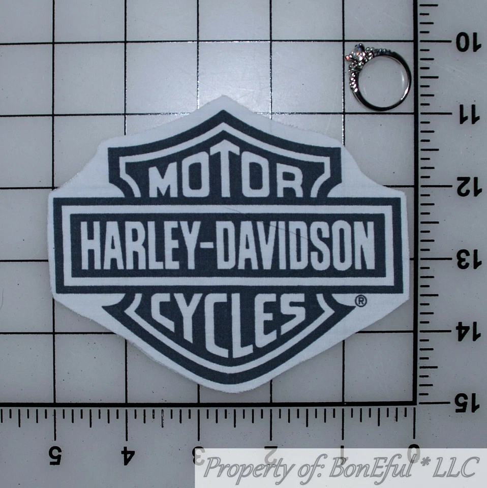 BonEful Fabric VTG Harley Davidson Biker Motorcycle Decor Retro Logo Quilt Block - Image 3 of 4