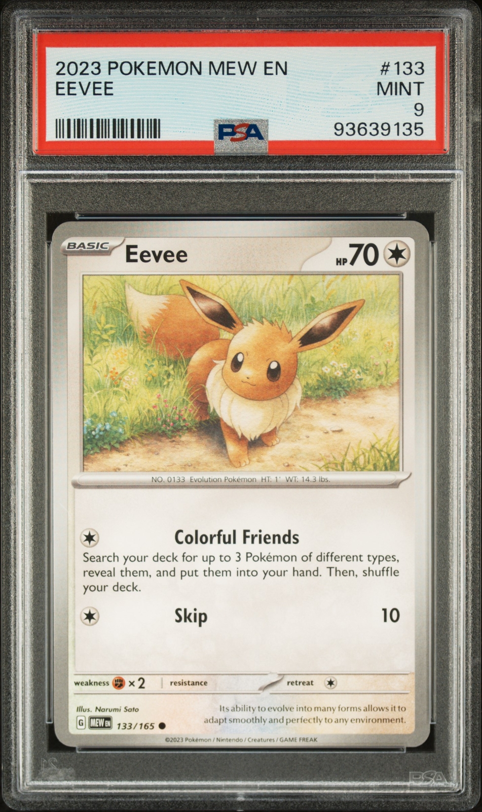2023 POKEMON 151 MEW EN 133 EEVEE - PSA 9 POP 11!