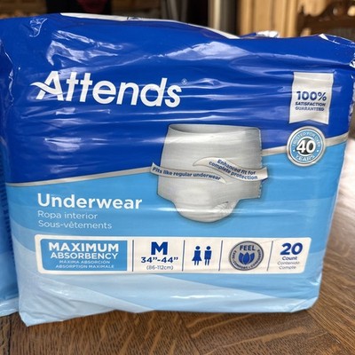 Attends adult underwear medium ultimate absorbency 4 pack case 20 per pack
