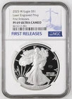 2025-W PF $1 American Silver Eagle Laser Beam Privy NGC PF69 UC First Blue Label