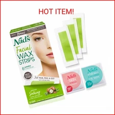 Nad's Facial Wax Strips - Hypoallergenic All Skin Types - Facial Hair Removal Fo