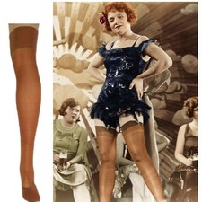 10x25 Vintage 1930s Rayon Thigh High or Roll Garter Stockings, Hosiery
