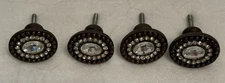 4 Drawer Pulls Rhinestone Oval Rustic Bronze Cabinet Knobs Vintage Style