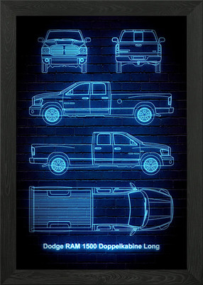 Dodge RAM 1500 Doppelkabine gerahmtes Wandbild Poster Leinwanddruck Bild