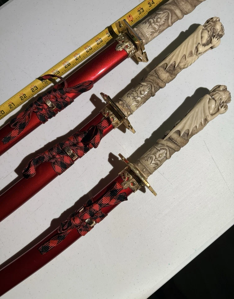 Demon Handle Full Tang Decorative Katana Sword Set with Sheath 3 Piece - Image 4 of 4