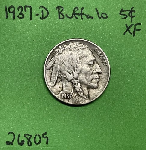 1937-D Buffalo 🦬 Indian Head Nickel 5c Xf Extra Fine
