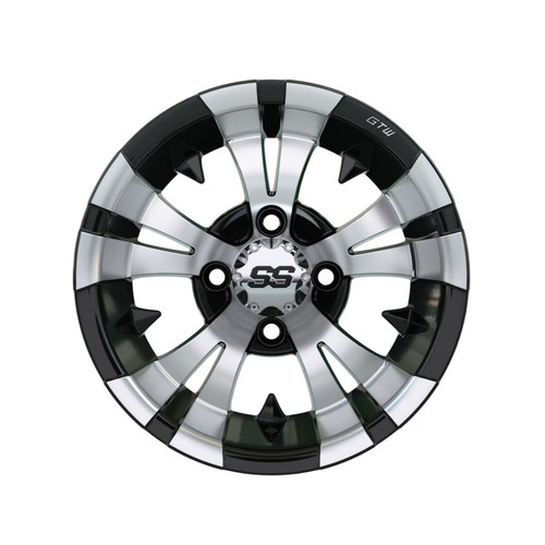 Set of 4 GTW 12" Vampire Black/Machined Golf Cart Wheels on 18" Street Tires - Picture 6 of 7