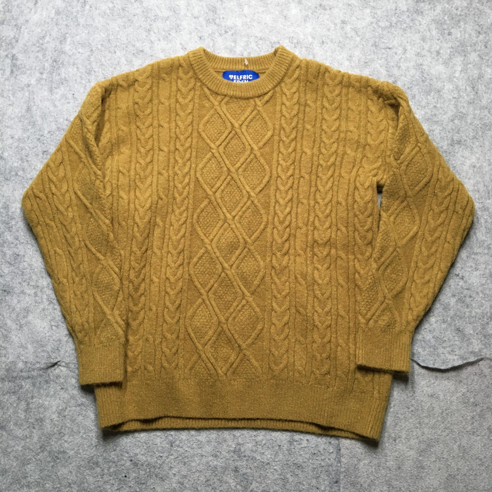 Aelfric Eden Sweater Mens XS Brown Cable Knit Pullover Crewneck Chunky Soft Cozy