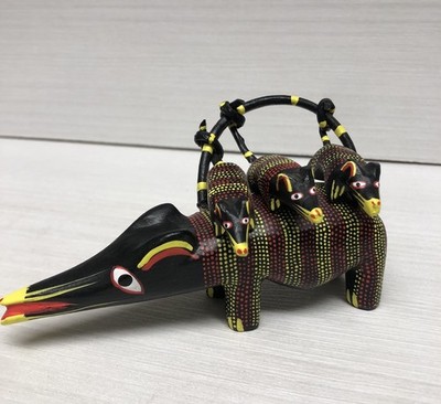 Feliciano Santiago Colorful Possum Oaxacan Alebrije Wood Carving Mexico Folk Art