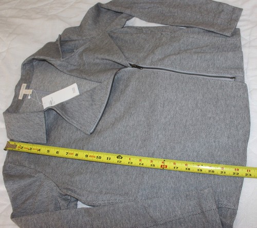 NEW Eileen Fisher Organic Cotton Herringbone Moto Jacket, Moon Grey - $268 - Picture 8 of 12