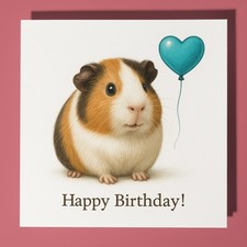 Puffington Guinea Pig  - Happy Birthday Card Envelope - Personalised card Friend