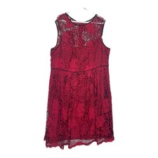 Adrianna Papell women's size 22w 2x formal dress red lace black knee length gues