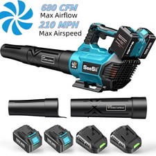 Seesii Cordless Leaf Blower 2xBattery and 2xCharger 680 CFM/210 MPH Leaf Blower