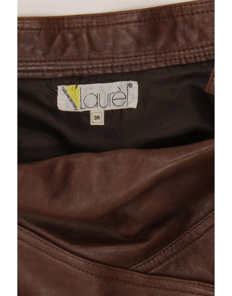 Minifalda de cuero LAUREL para mujer EU 36 pequeña W26 marrón CQ07 Foto 3 de 3