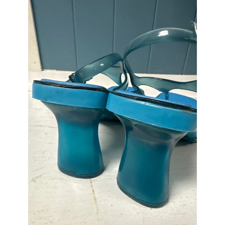 Melissa Do Brasil Y2K Blue Jelly Thong Sandals Heels Platform Size 6 USA - Image 4 of 4