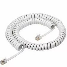 NEW 12Ft White Long Handset Cord Landline Phone Generic Receiver Curly
