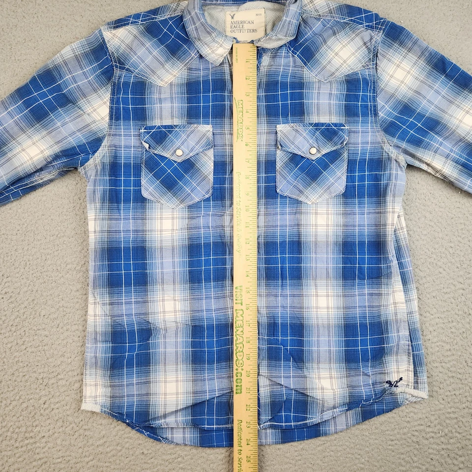 Рубашка на пуговицах American Eagle средний винтажный крой ковбойские передние карманы - Изображение 4 из 4