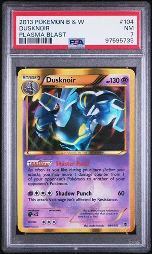 PSA 7 2013 B&W Plasma Blast Dusknoir 104/101 Secret Rare Holo Pokemon