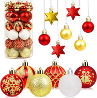 40 StüCk Weihnachtskugeln Kunststoff Christbaumschmuck,Weihnachtskugeln Rot Gold