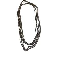 Signed Monet Silvertone 54 Inch Necklace 3 Strand Chain Spring Clasp