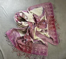 NEW Kashmiri shawl Kashmir Scarf Boiled Wool Cashmere Wrap Large Embroidered US