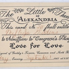 1967 Gadsby's Tavern Restaurant Little Theatre of Alexandria Virginia Program