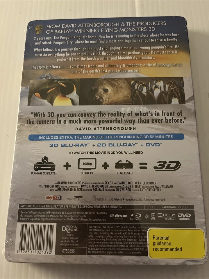 THE PENGUIN KING – 3D BLU-RAY+2D BLU-RAY+DVD STEELBOOK R- B/4, NEW, FREE POST - Image 2 of 2