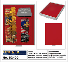 Militaria-Order-Collection Boxes-Standard-Red-Lindner-S2400 1 Compartment approx. 220x280x29mm