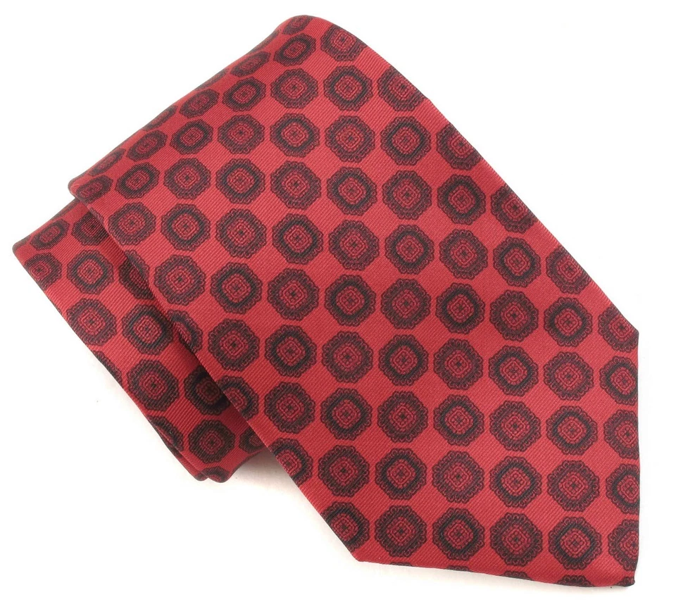 NUEVA DE COLECCIÓN Corbata Anthony Zanghi Roja/Negro 3.25" Ancho Estampado Seda Foto 3 de 3