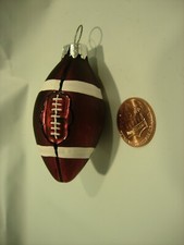 CHRISTMAS TREE Ornament HOLIDAY DECOR GLASS FOOTBALL SPORTS ATHLETIC 2"