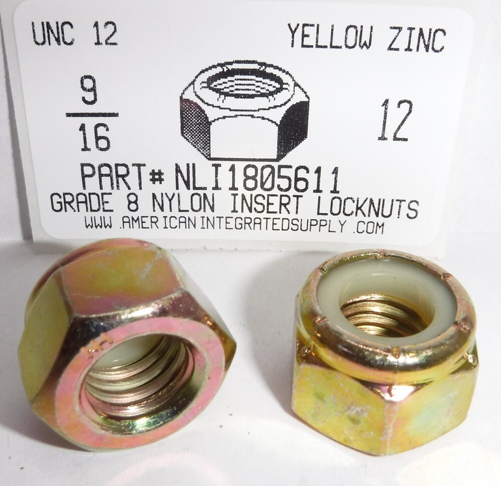 【N△N】 9/16-12 HEX NYLON INSERT LOCK NUTS NE SERIES GRADE C (8) STEEL